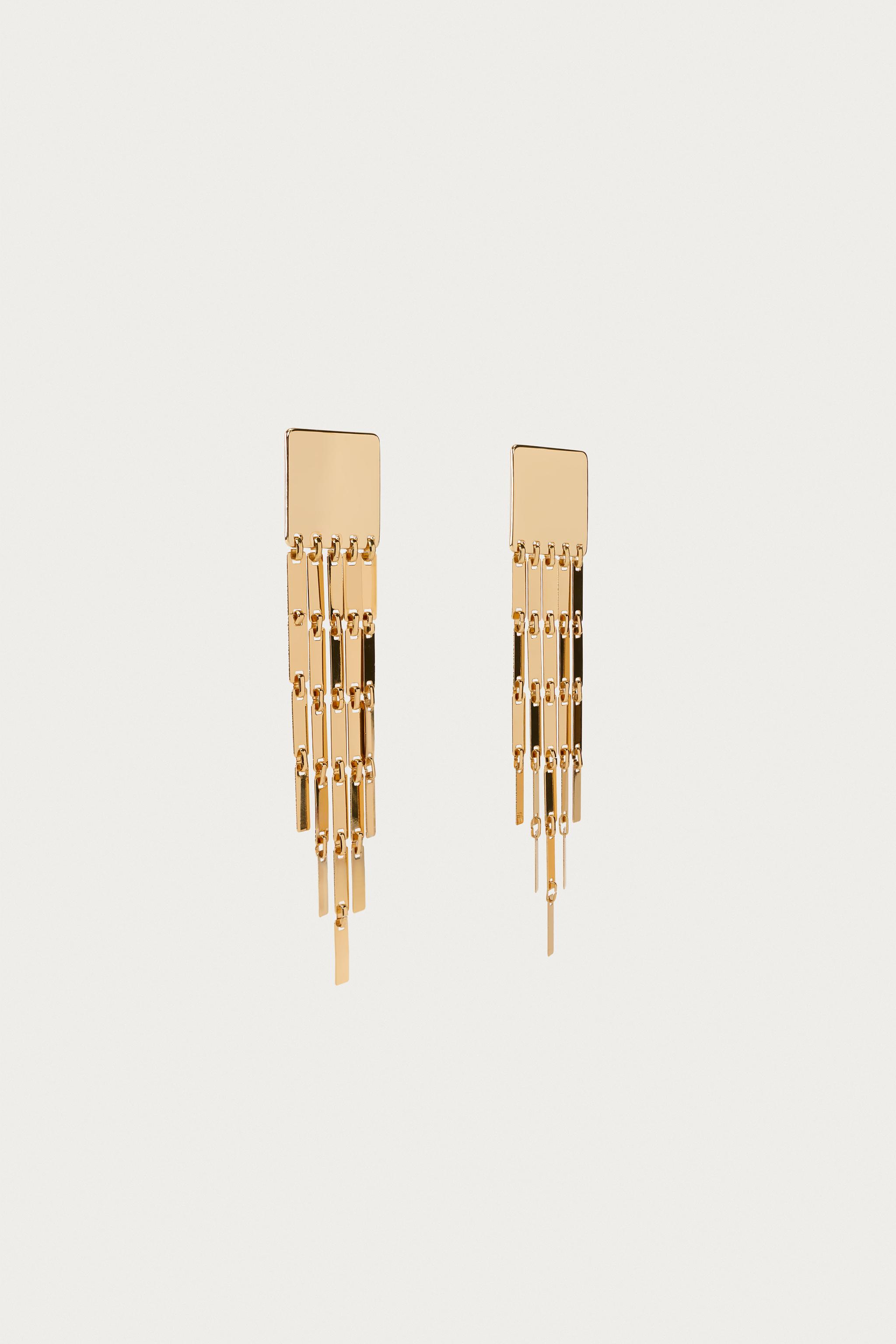 MARISA BERENSON X ZARA FRINGED SQUARE EARRINGS